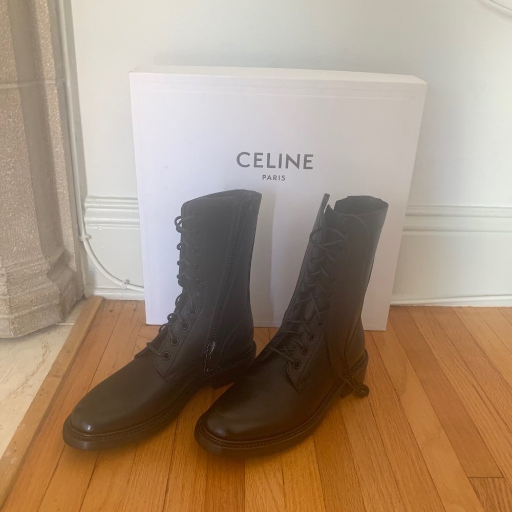 Celine Ranger Lace-Up Boots, US size 6.5